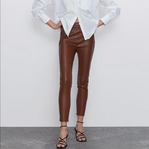 Zara brown faux leather leggings